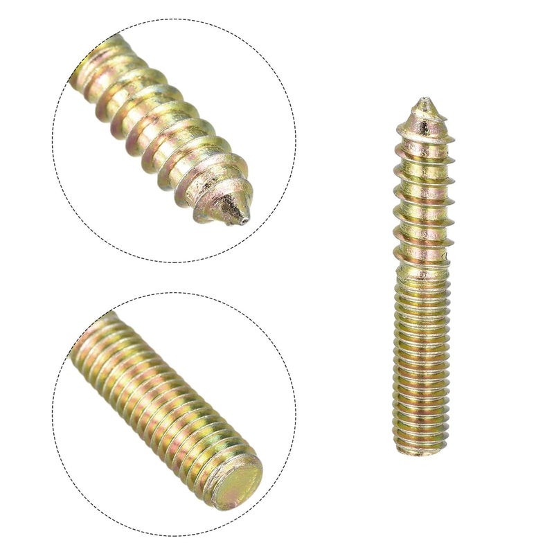 TOP-VIGOR 12Pcs M8x50mm Hanger Bolts, Double Headed Bolts Self Tapping Screw, Double Ended Dowel Screws, Screw Dowels Hanger, Threaded Lag Wood Screws and Machine Bolts for Wood Joint Furniture - Image 4